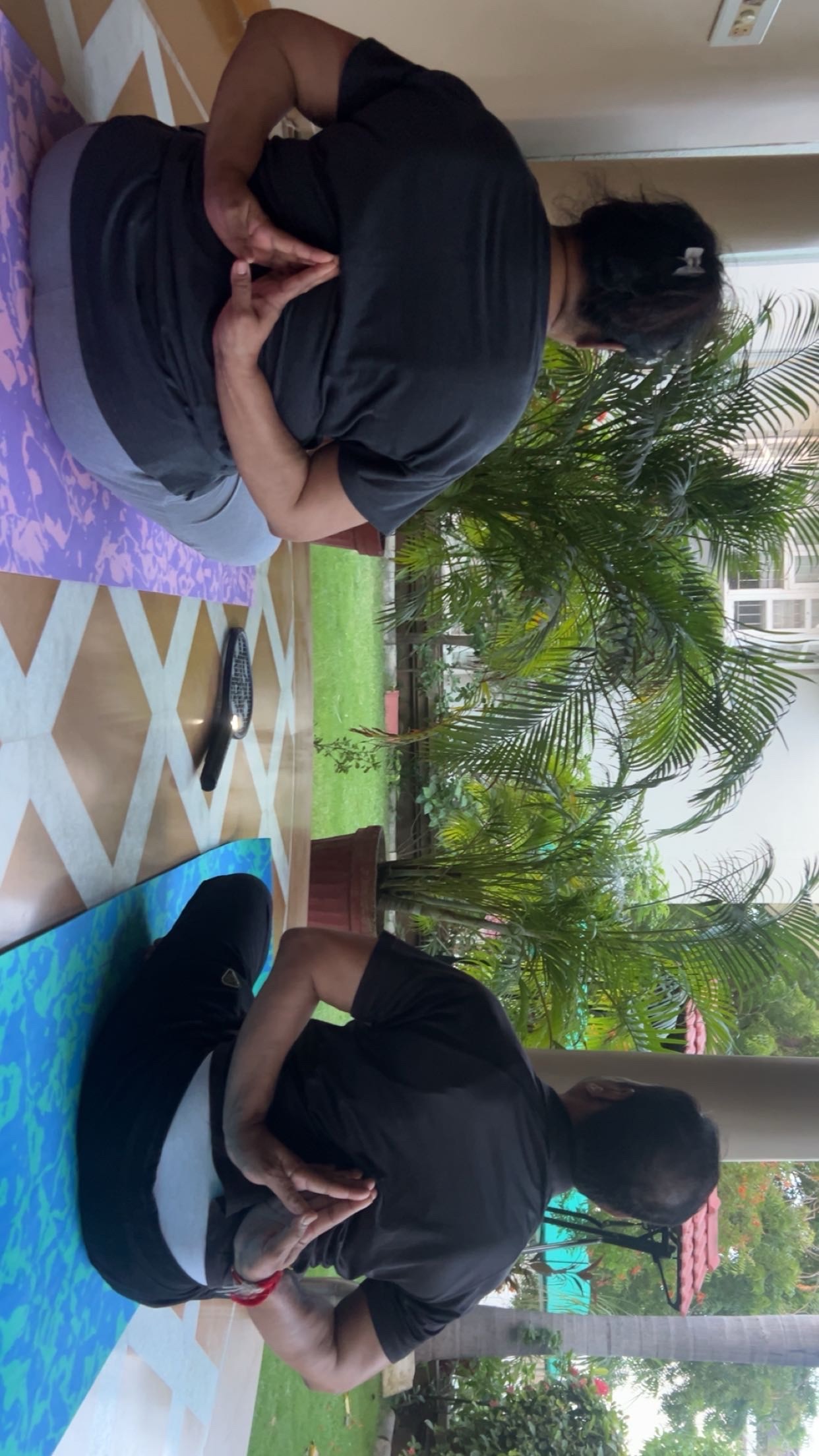 Student yoga practice — stillness on the mat